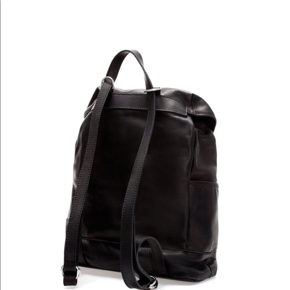 Zara Real Black Leather minimalist backpack main image 4